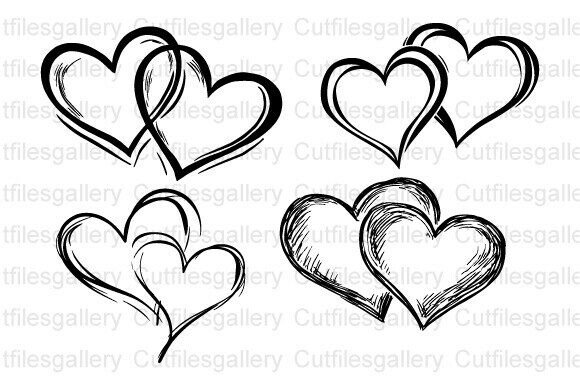 Download Hand Draw Double Heart SVG, Doodle Heart - Heart svg Collection