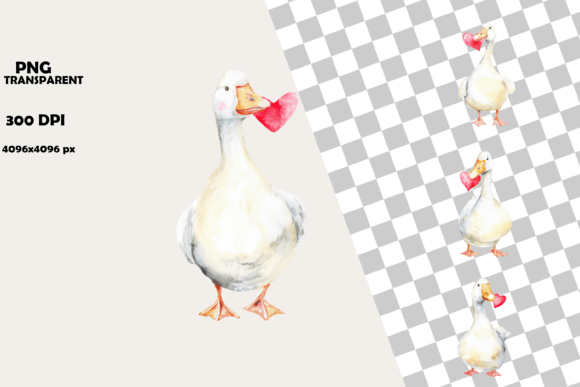 Download Cute Duck with Red Heart Clipart Design - Design Collection