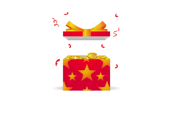 Download Red Gift Star Box with Coins Design - Design Collection