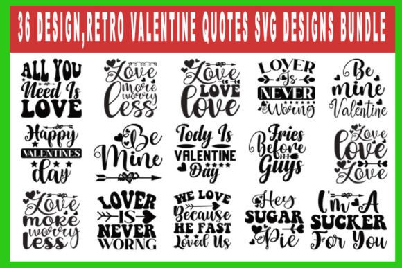 Download Retro Valentine Quotes Designs Bundle - Design Collection