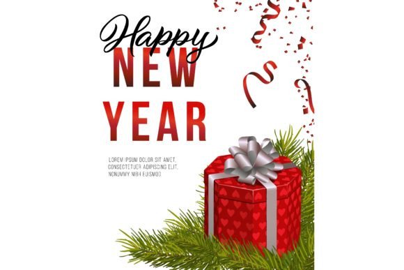 Download Happy New Year Poster Design. Red Gift B - Design Collection