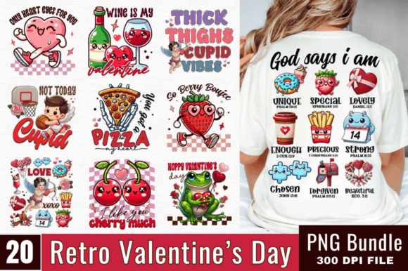 Download Retro Valentine’s Day PNG Design Bundle - Design Collection