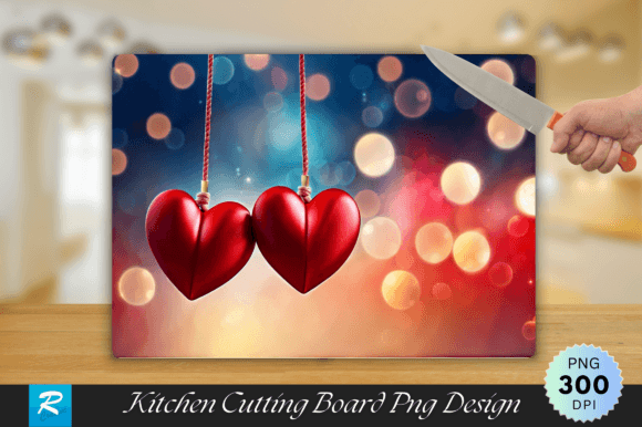 Download Two Red Hearts on Cutting Board Design - Design Collection
