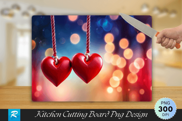 Download Two Red Hearts on Cutting Board Design - Design Collection