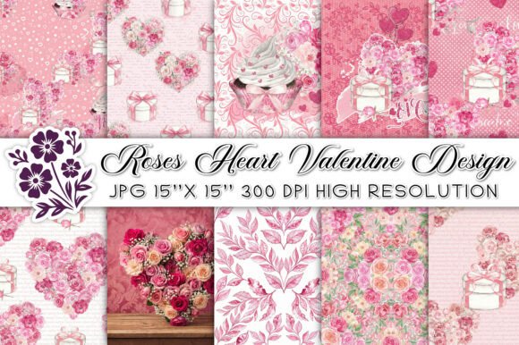 Download Roses Heart Valentine Design Digital Pap - Design Collection