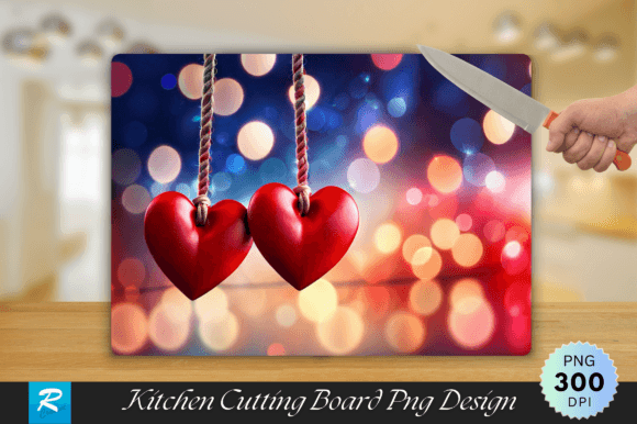 Download Two Red Hearts on Cutting Board Design - Design Collection