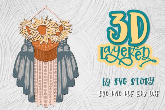 Download 3D Macrame Design SVG with Sunflower - Design Collection