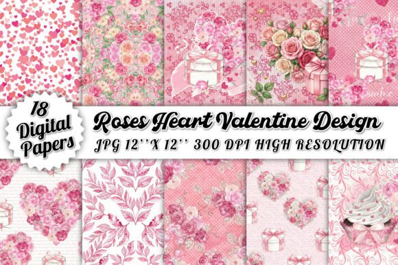 Download Roses Heart Valentine Design Digital Pap - Design Collection