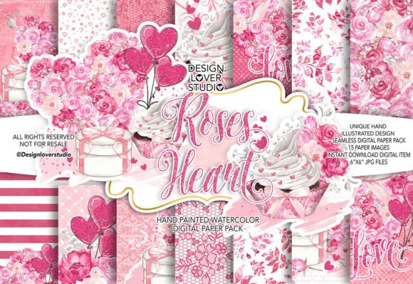 Download Roses Heart Valentine Design Digital Pap - Design Collection