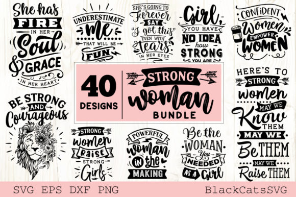 Download Strong Woman Bundle 40 Designs - Design Collection